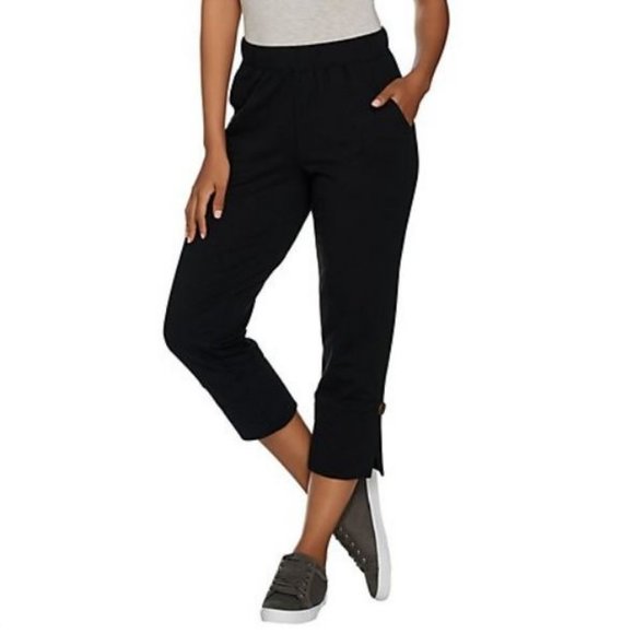 Denim&Co Pants - Denim & Co Crop Pants with Side Vent Detail 5397